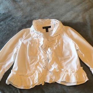 INC White fitted Ruffled jacket